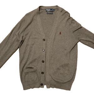 Ralph Lauren Gray Cardigan Sweater & Buttons 100% Pima Cotton Women’s Size M